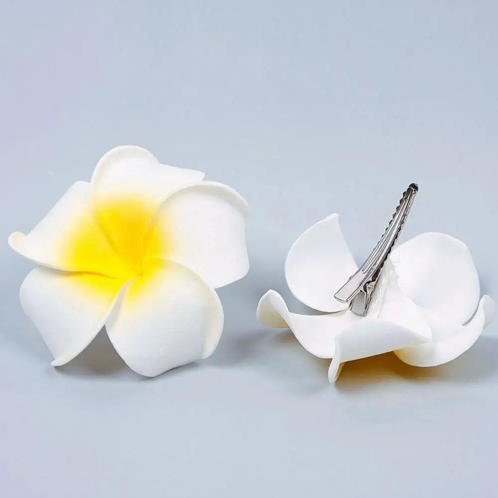 Pinces à cheveux à fleurs pour femmes et filles, épingles à cheveux florales blanches, été, plage, vacances, fête de mariage, accessoires pour cheveux, Hawaii PlumBR, K3q9