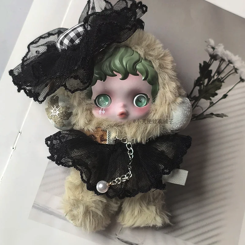 ตุ๊กตา SKULLPANDA Sleepless Theater Series GHOSTIE รุ่นพิเศษ กระโปรงพู่ขนนก เครื่องประดับผมนางฟ้า ตุ๊กตาผ้าสีเข้ม