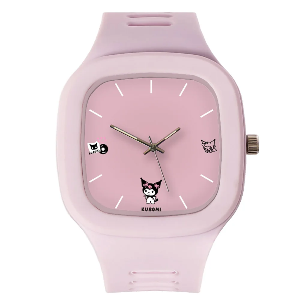 Sanrio Silicone Square Watch Hellokitty Kuromi Cinnamorol Kawaii Anime Wristwatch Cute Cartoon Student Watch HolidayGift for Kid