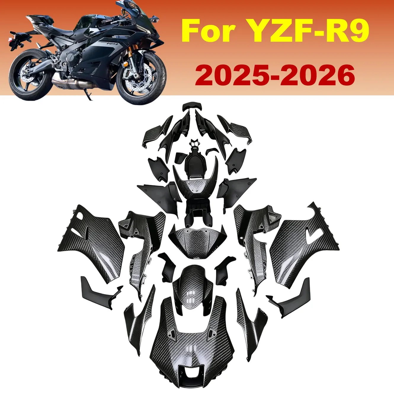 For YAMAHA YZF R9 2025 2026 YZF-R9 Motorcycle Carbon Fiber Fairings YZFR9 25-26 ABS Plasitc Replacement Panel Kit