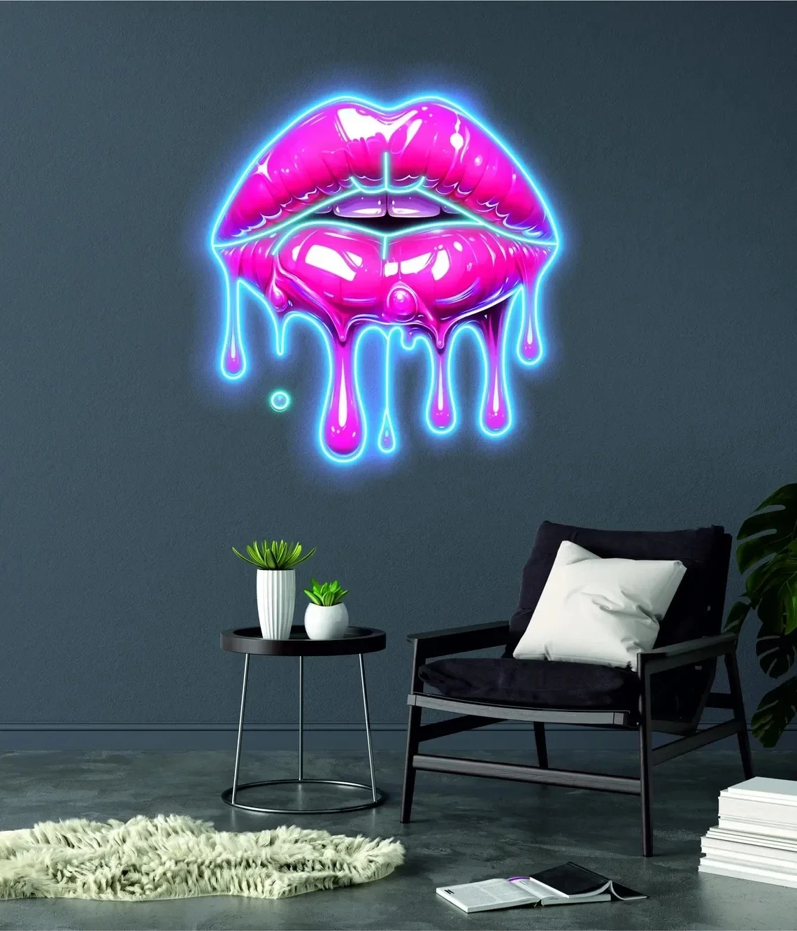 

Dripping Lips UV Printed, Neon Sign Handmade Acrylic Artwork Led Light Lips Art Beauty Wall Art Bedroom Neon Sign Pink