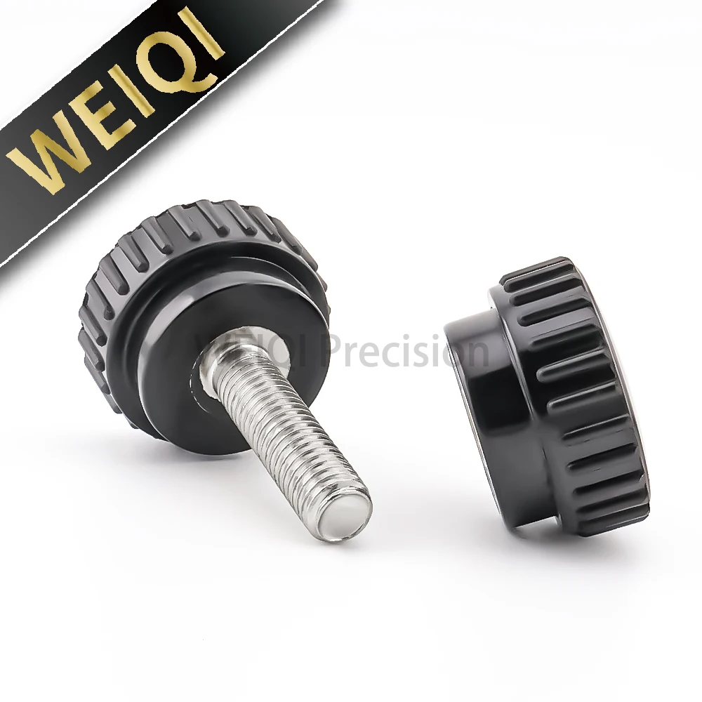 M4 M5 M6 M8 M10 M12 Grip Handle Knurled Round Head Straight Handle VCN915 Thumb Screw Black Bakelite Handle