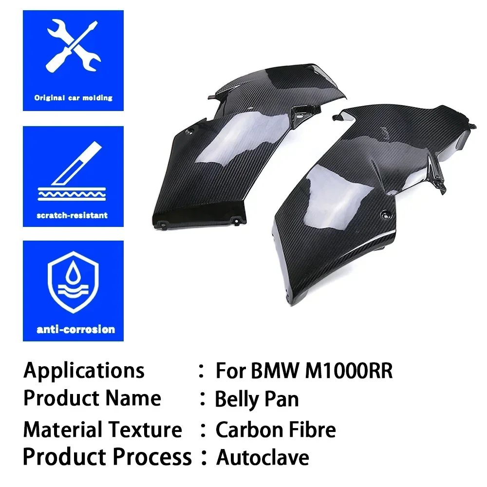 2023 For BMW M1000RR 3K Pure Dry Carbon Fiber Belly Pan Side Panels Cover Fairing Kits Motorcycle Accessories