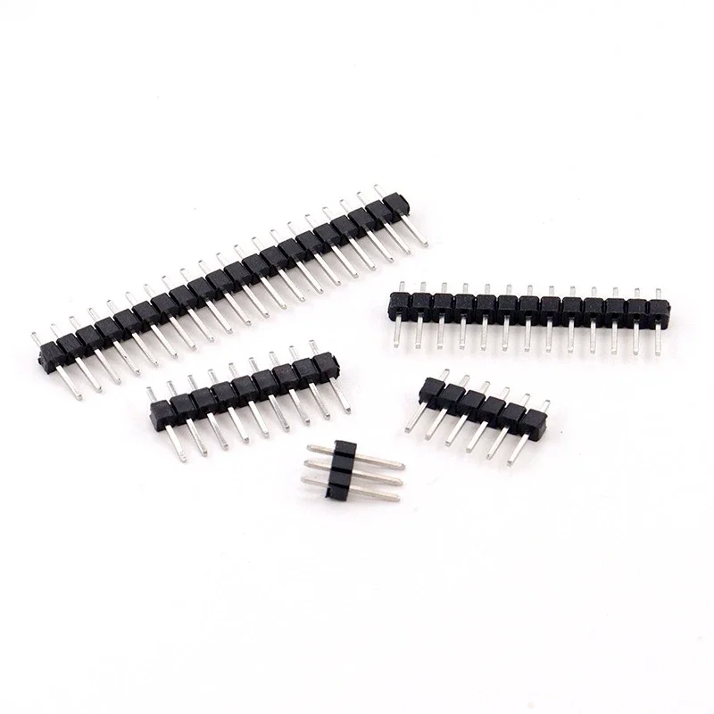 10Pcs Single Row Straight Pin Set 2.54mm Spacing PBT 1x2 to 40 Pin Options for Electronics DIY High Contact Reliability