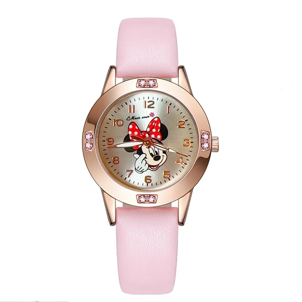 Reloj Disney Mickey para niños, relojes de pulsera para niños y niñas, regalos de cumpleaños, relojes de pulsera para niños de Minnie Mouse