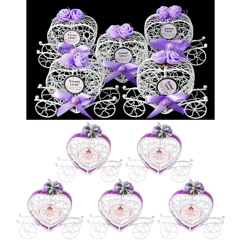 

H55A 5Pcs Cinderella Carriage Candy Chocolate Boxes Birthday Wedding Party Favour New