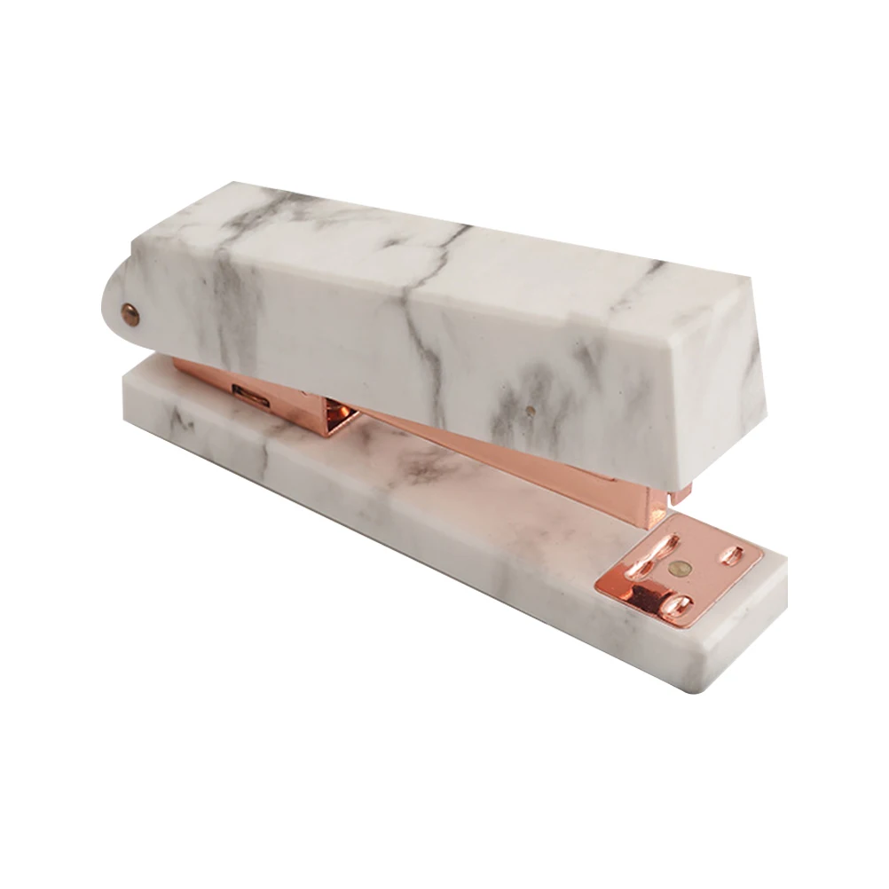 

Rose Gold Stapler Stationery Supplies Elegant Marble Modern Office School Gift Student Ergonomic Labor Saving Long Lasting High