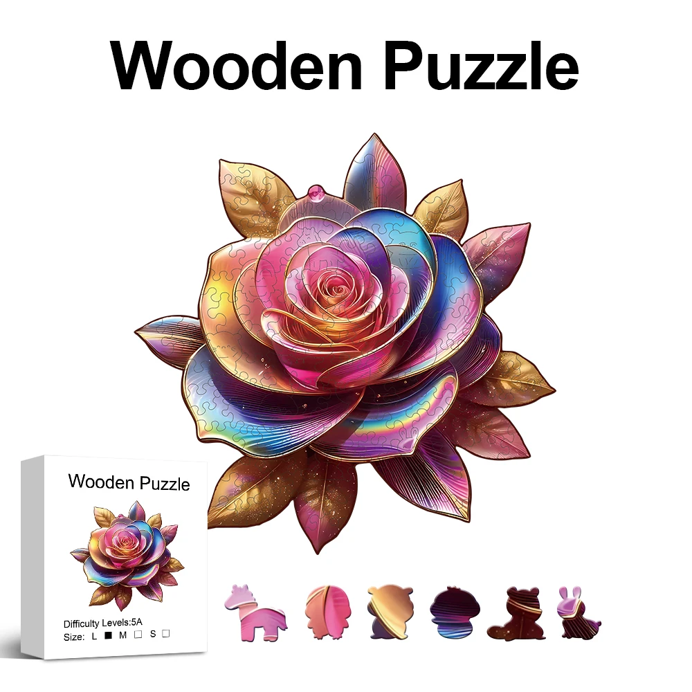 

Деревянный пазл с цветочным узором для взрослых, деревянные детали необычной формы, рождественский подарок, семейная игра, украшение для дома