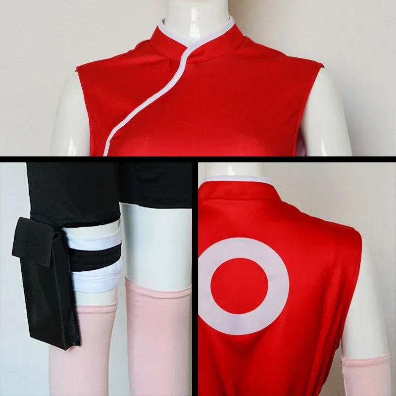 Japanese Anime Haruno Sakura Cosplay Costume Women Girls Skirt Outfit Unisex Ninja Cartoon Halloween Carnival Costume