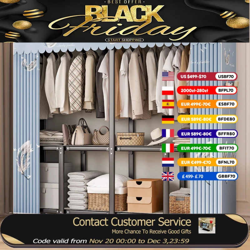 

Luxury Adults Wardrobes Hanging Clothes Decoration Organizer Bedroom Closet Storage Foldable Roupeiros De Quarto Furniture