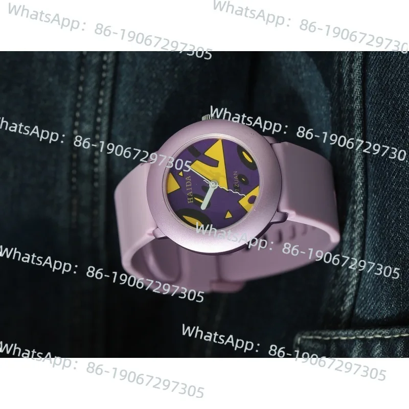 

Шанхайский бренд Haida Dopamine, мультяшная личность, нишевые женские часы с большим циферблатом, цветной клеевой ремешок, ручные механические часы