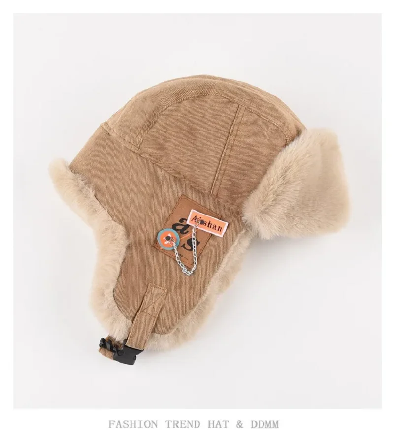 Bomber Hat Men Women Thicken Warm Russian Ushanka Fur Hat Fashion Male Female Winter Earflap Pilot Hat Waterproof Ski Riding Cap