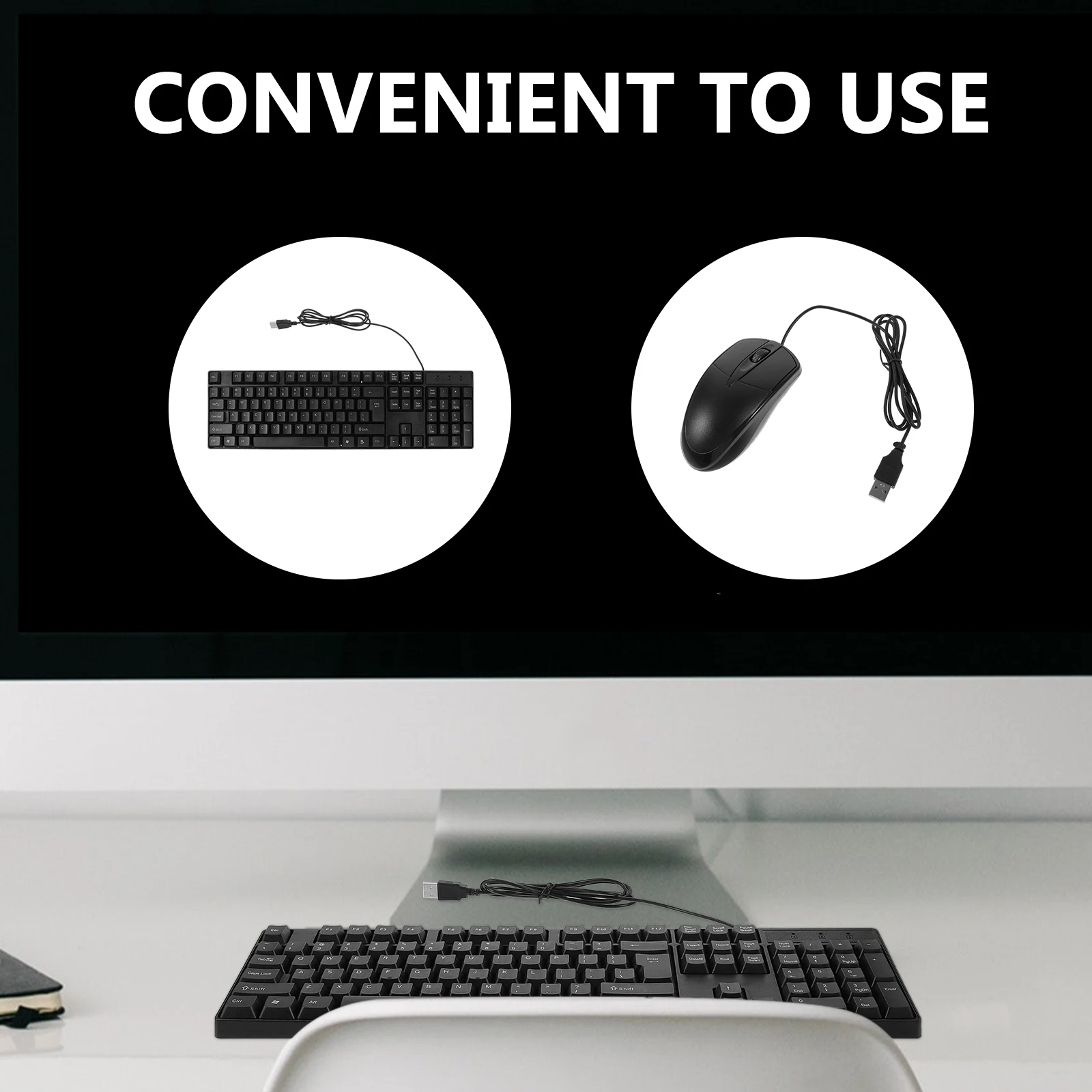 

1 set 1 Set Usb Keyboard Mouse Combo Plug Play Quiet Ergonomic For Pc Laptop Modern Silent Computer Peripheral Accessory