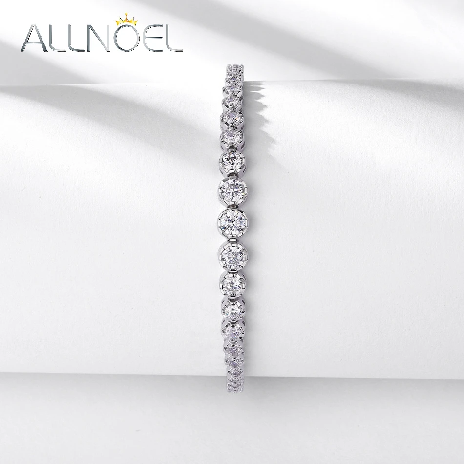 

ALLNOEL VVS1 D Color Pass Diamond Tester Moissanite Tennis Bracelet GRA 925 Silver Bracelet for Women Wedding Gift Wholesale