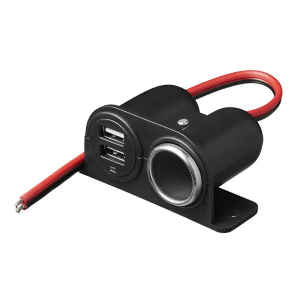 Black Car Cigarette Lighter Auxiliary USB Dual Power Outlet DC 12V Socket Plug Adapter Car Accessories