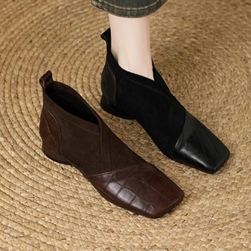 

Women's Boots Low Heels Fashion Shoes Chunky Luxury Woman Ankle Boots 2025 Designer New Trend Winter Dress Mujer Chelsea Botas