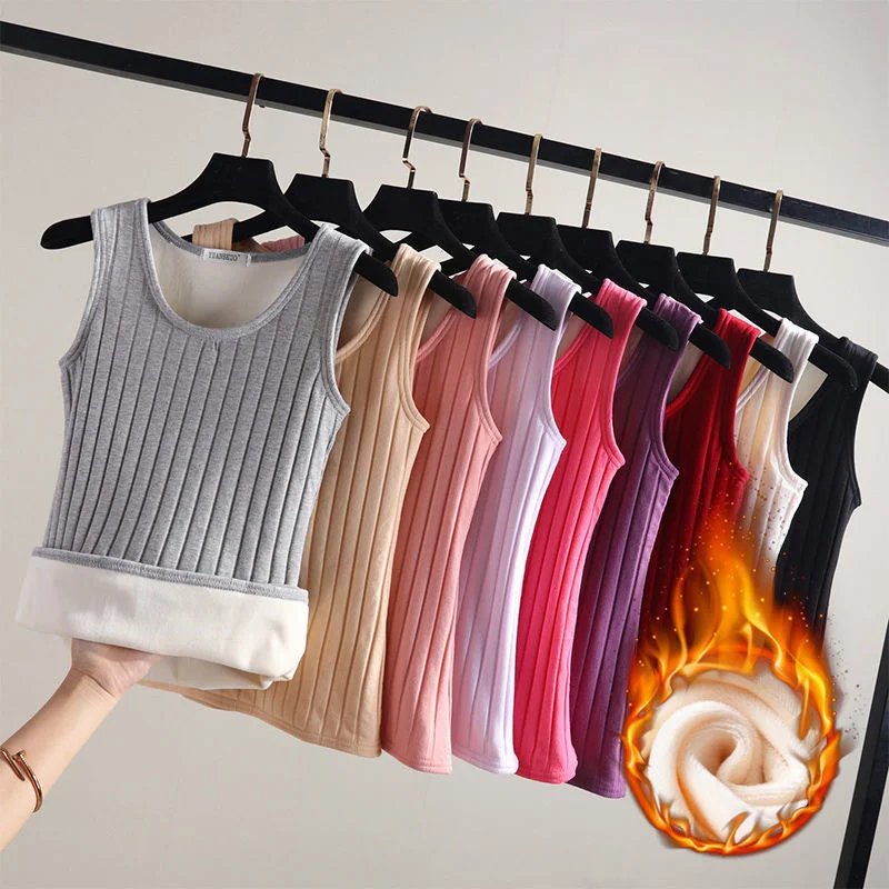 Thermal Tank Tops Women Winter Thermal Underwear size Female Bottoming Camis Top Underwear Sleeveless Padded Camisole Femme