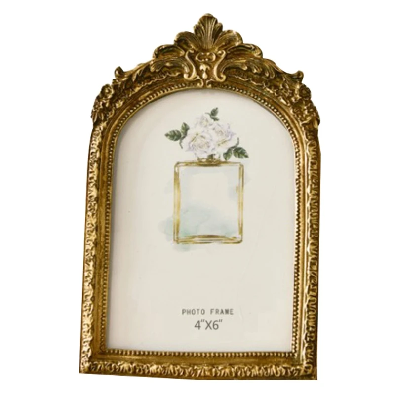 Cadre Photo Vintage en résine Imitation bois, Style cour royale, cadre Photo en relief, ornements de maison