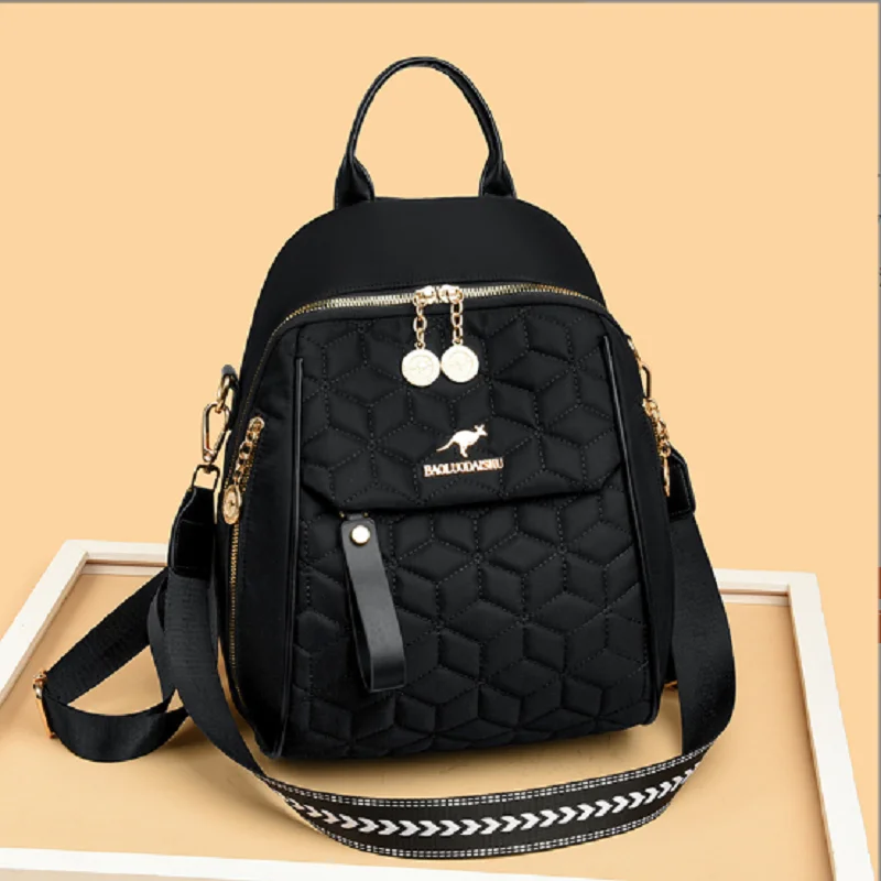 New Korean Fashion Double Zipper Shoulder Bags Waterproof Oxford High Capacity Travel Backpacks School Bag Crossbody Backpack