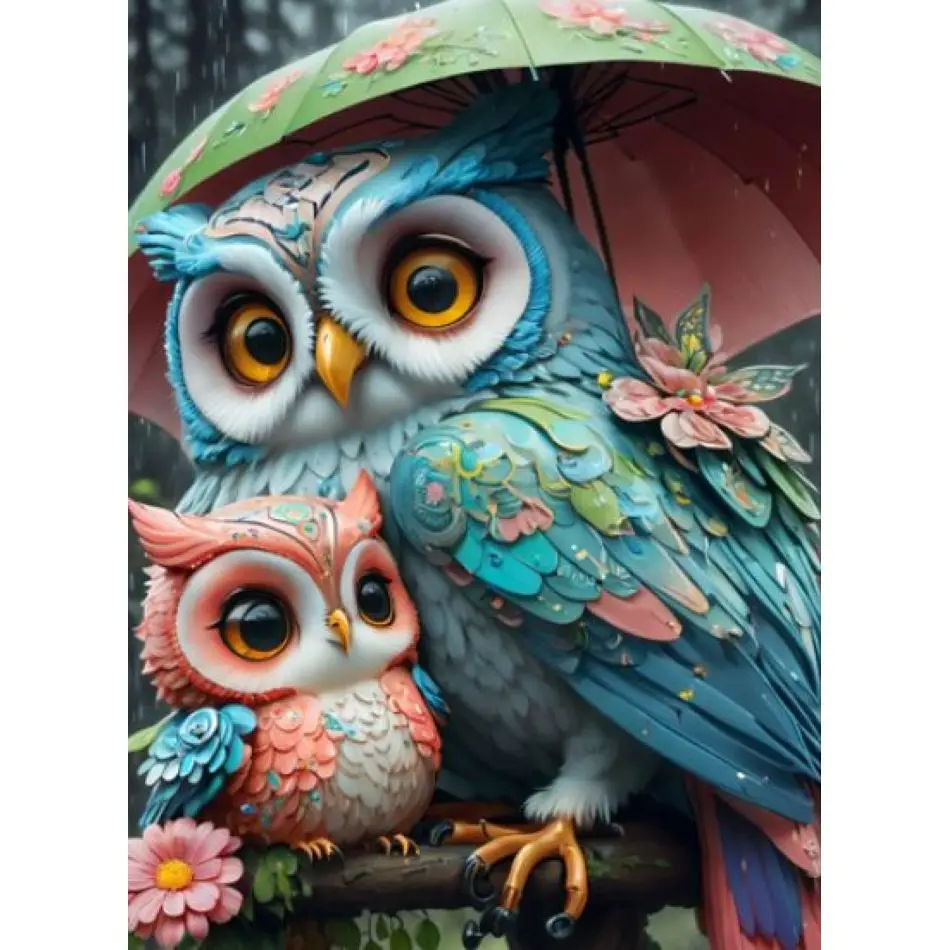 RUOPOTY Blue Owl Diamond Painting Kits For Adults Decorative Paintings Animal Full Round Diamond Art Kit Wall Decor Diy Gift