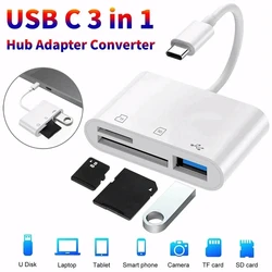 Adaptateur 3 en 1 Type-C, Tf, Cf, SD, Lecteur de Carte Mémoire, Enregistreur, Flash Compact Usb-C, Pro, Huawei, Macbook