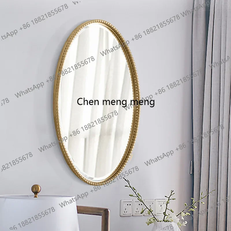 Light luxury dressing mirror European style bedroom bathroom wall-mounted oval makeup mirror h178