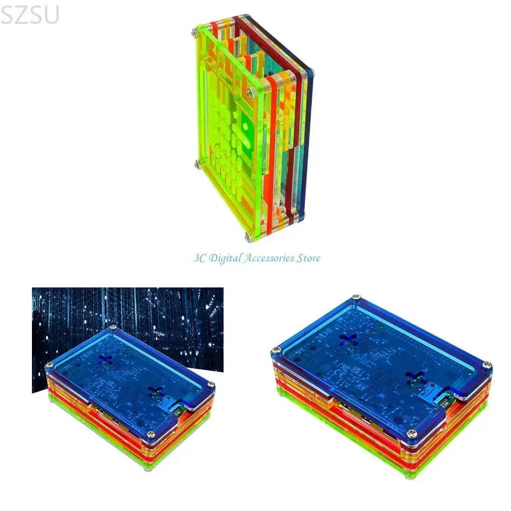 

SZSU Acrylic Enclosure Case for RPi 5 Convenient Access and Efficient Cooling Fan Heatsinks for Optional
