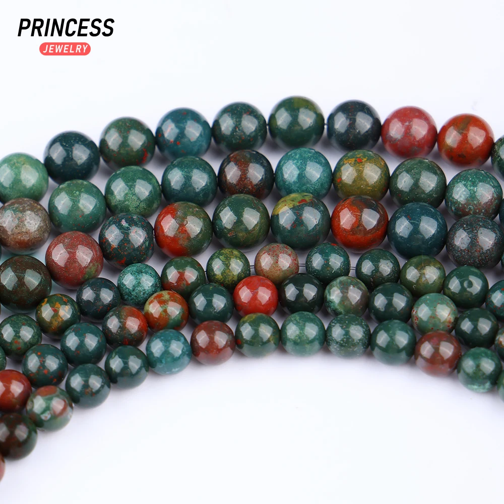 

A++ Natural Indian Bloodstone Heliotrope Loose Stone Beads 4 6 8 10mm for Jewelry Making Bracelet Necklace DIY Accessori