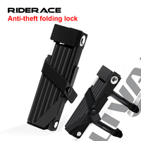 RIDERACE Foldable Bicycle Lock High Security Anti-Theft Portable For MTB Bike Scooter Electric E-Bike Road Cycling Chain Lock
