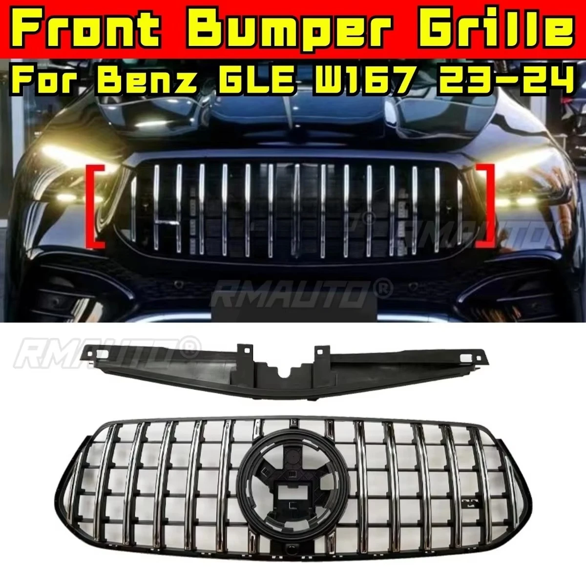

Car Bumper Grill Decorative Strips Racing Grille Body Kit Front Bumper Grill For Mercedes Benz GLE W167 2023-2024 Exterior Part