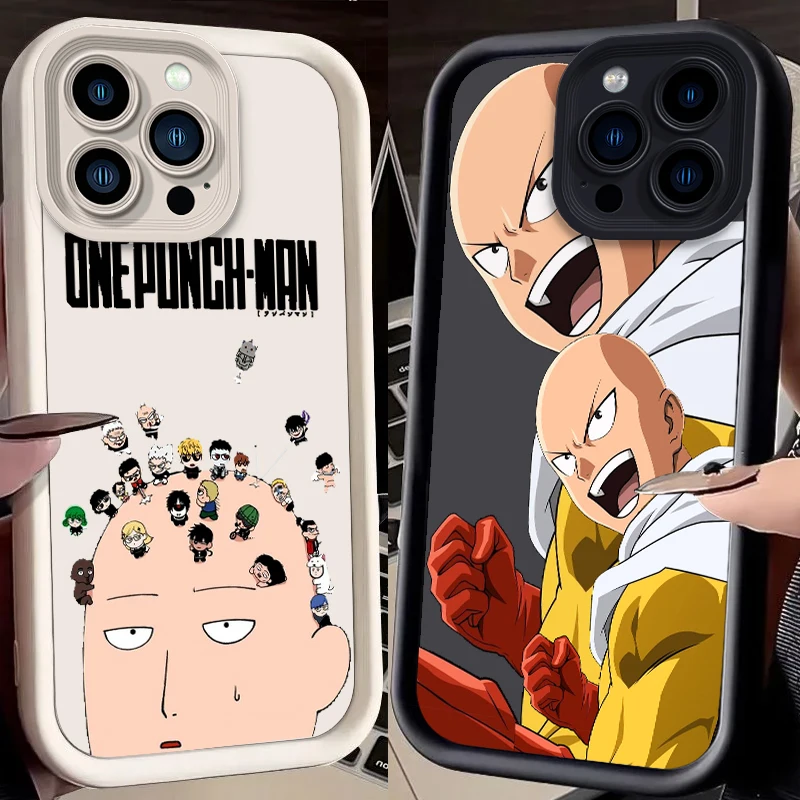 

O-One P-Punch Man Anime Art Eye Ladder For Apple iPhone 15 14 13 12 11 XS XR X Pro Max Plus Soft Phone Case