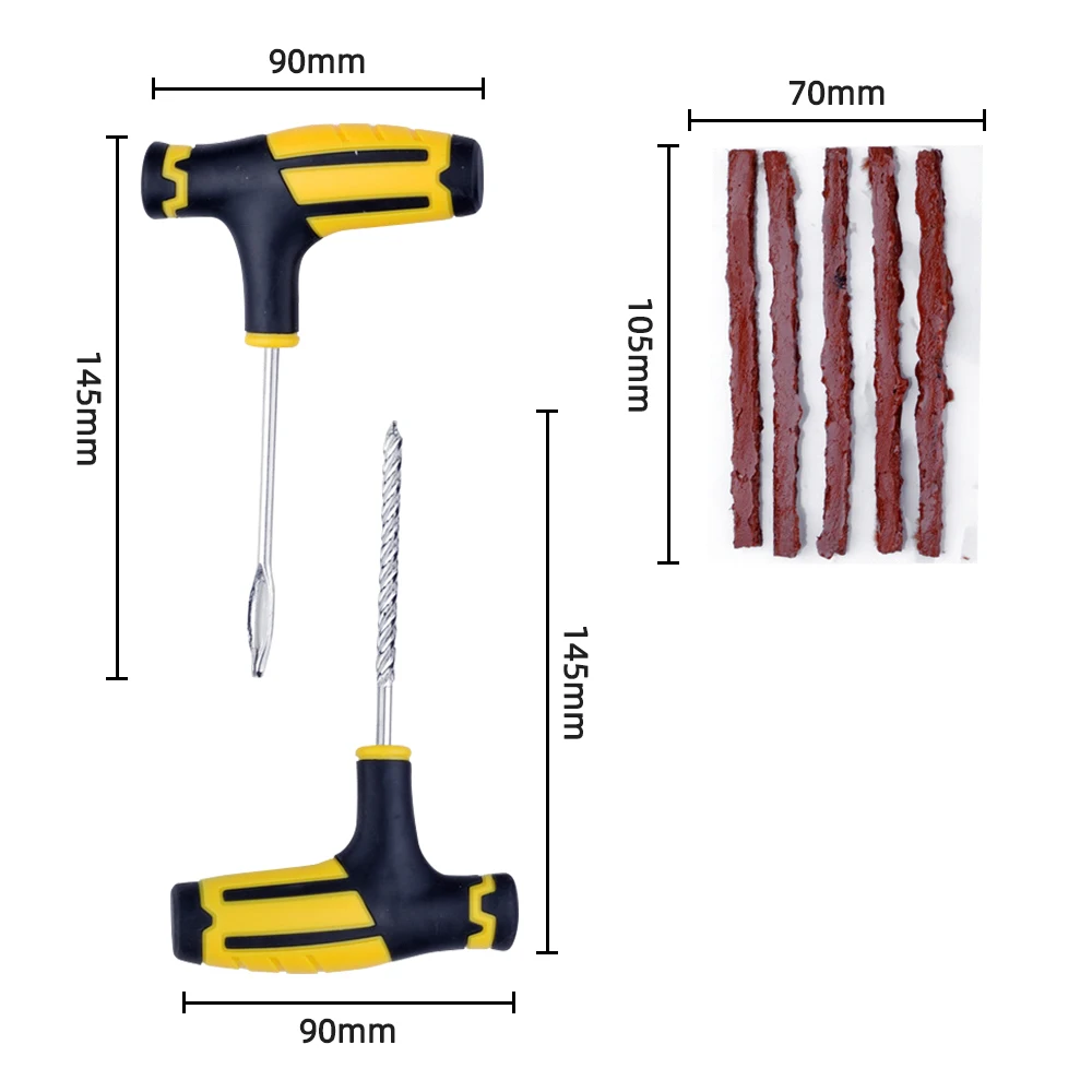 Kit de reparación de neumáticos de coche, herramienta de ocultamiento con tiras de goma, juego de herramientas de tapón de punción, sin pegamento,