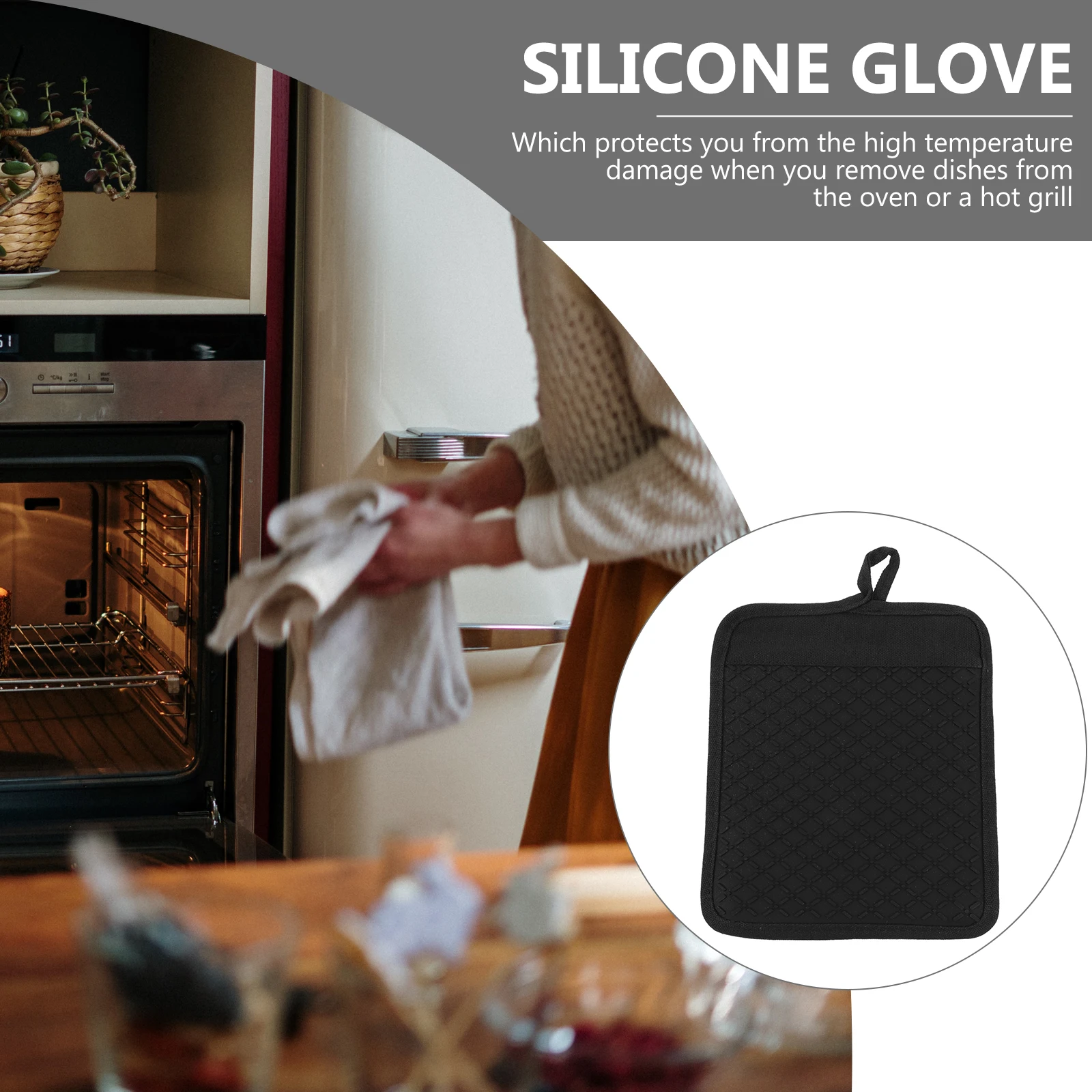 

1pc Silicone Glove Heat Resistant Oven Mitt Non-Slip Baking Pad Cotton Back Kitchen Accessory For Microwave Grill Pot Holder