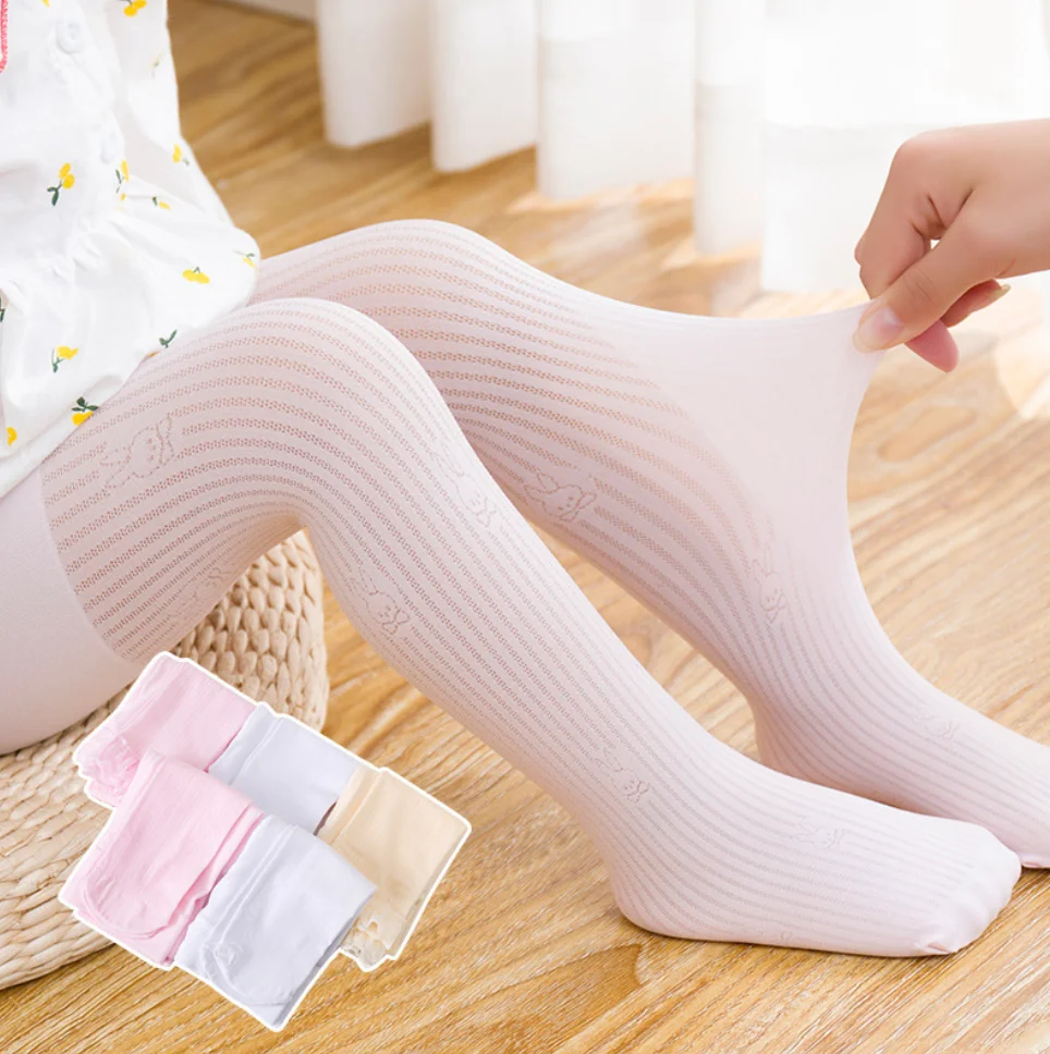 

Children's Socks Rabbit Print Pantyhose Girl Summer Ultra-thin Anti-hook Silk Lace Edge Leggings Children's Anti-mosquito Socks