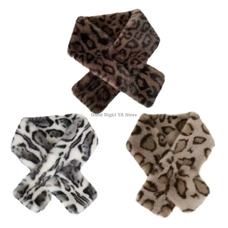 

Multifunctional Leopard Print Faux Furs Scarf Autumn Winter Winter Neck Warmer Plush Comfortable Fashion Statement