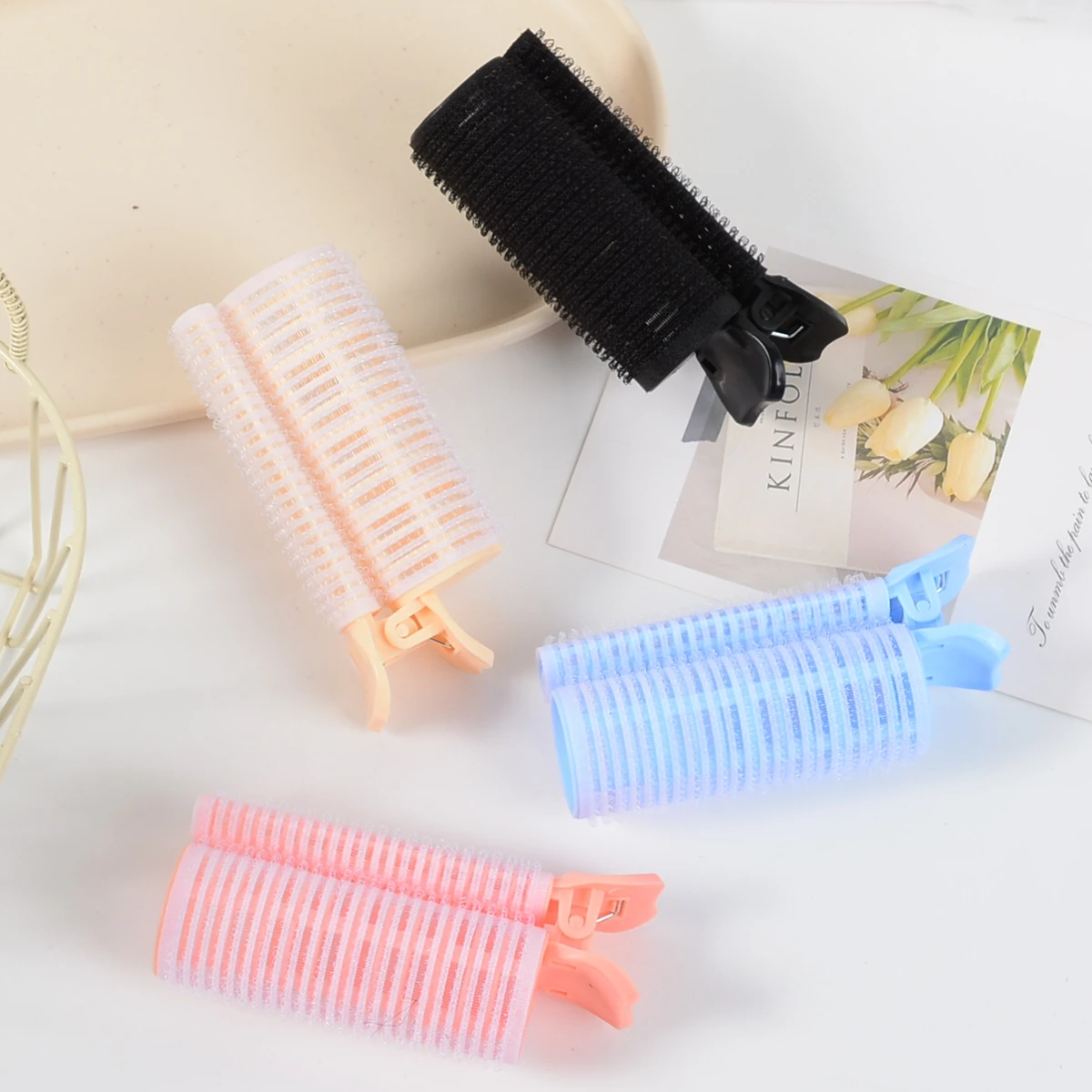 Heatless Hair Curler Rods Set Colorful Self Grip Hair Rollers with Clips, Easy Styling Hair Tools for Natural Look, Bangs