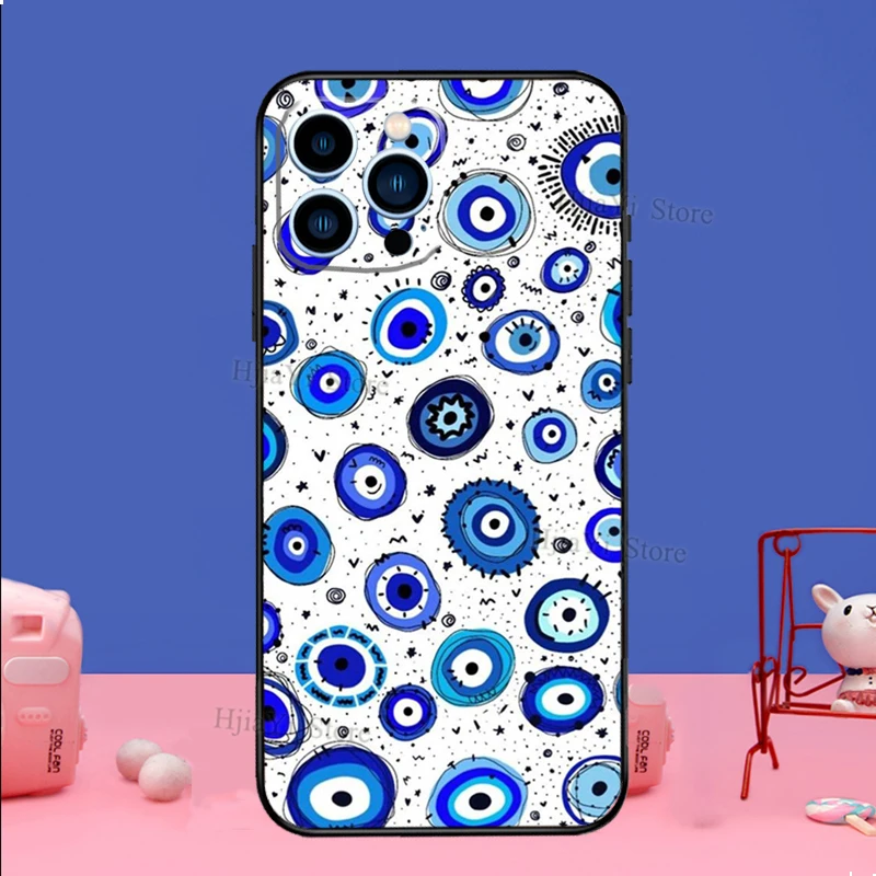 Evil Eyes Phone Case For iPhone 16 15 11 12 13 14 Pro Max Mini X XS XR Plus SE2 Funda Coque Capa Cover