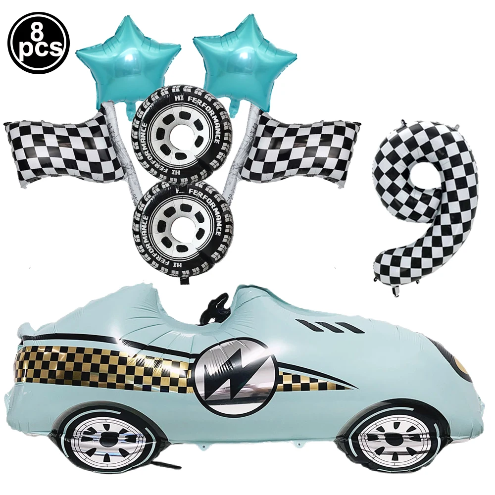 Große Cartoon Blau Racing Auto Nummer Digital Ballon Set Jungen Geburtstag Party Baby Dusche Rennwagen Party Decor Kinder Bevorzugung Geschenke – Detail 9