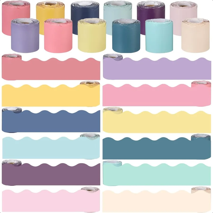 Zhanmai 12 Rolls 594ft Classroom Bulletin Board Decoration Sets Colorful Classroom Borders for Bulletin Board for Summer Back t