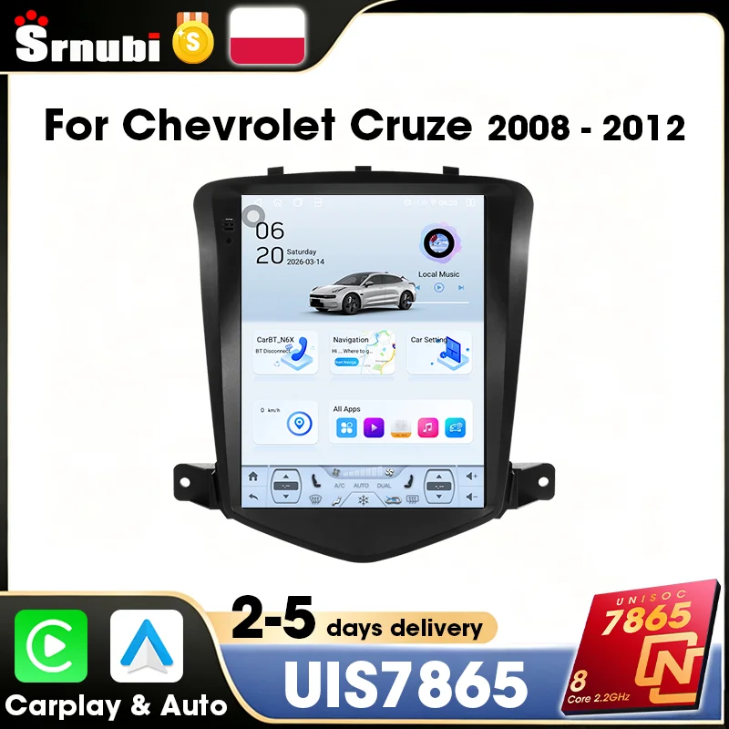 Srnubi FM AM RDS Stereo Carplay Android Auto für Chevrolet Cruze 2008 - 2012 Autoradio Multimedia-Player GPS-Navigation UIS7865 8-Kern 4G WIFI Zubehör