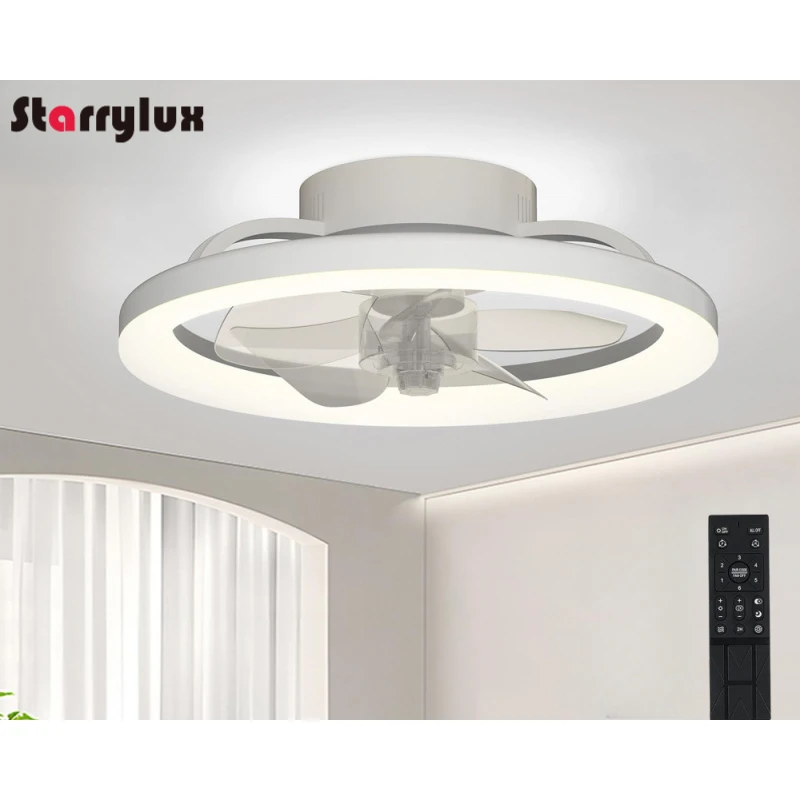 

2-in-1 40cm Small Ceiling Fan with Light for Bedroom, Mini Silent Fans with Hidden Blades Remote Control