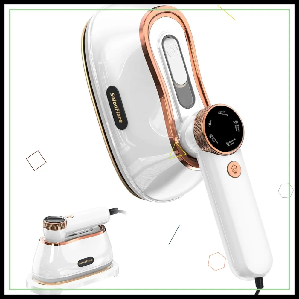 

1200W Travel Steam Iron & Clothes Steamer 2in1, 5 Modes LCD, 180ml for 20 Min Steam, UL Tested, White