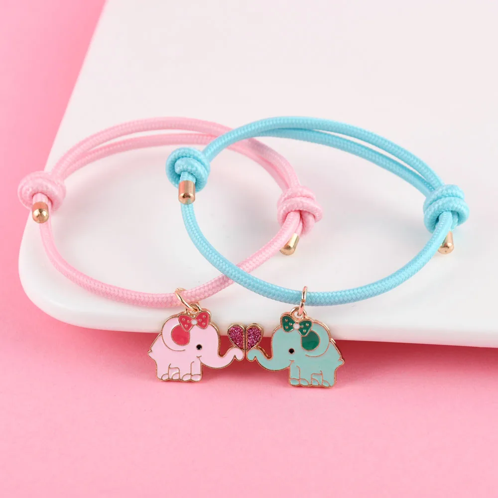 Winoneday 2Pcs/set Cute Elephant Stitching Est Friend Bracelet BFF Friendship Jewelry Gifts for Girls