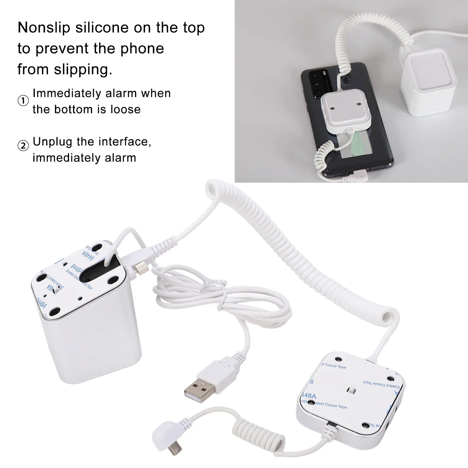 Anti Theft Phone Display Stand Stylish Design Nonslip Silicone High Sensitivity Cell Phone Security Alarm Stand for Exhibition