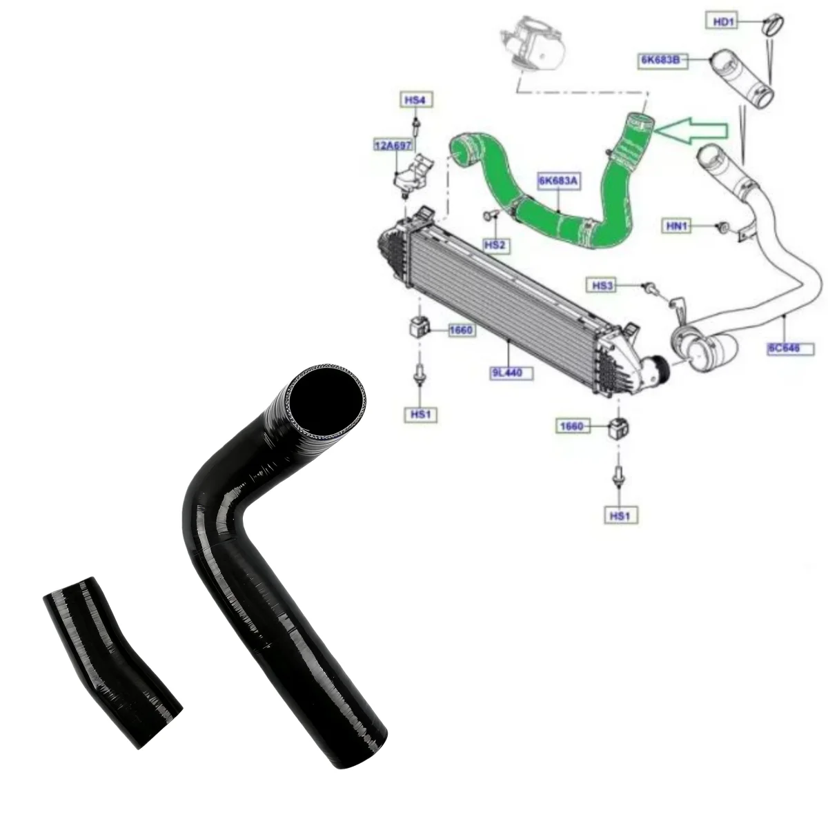 

Silicone Air Turbo Intercooler Tube Pipe Hose Kit For 2008-2014 Land Rover LR2 Freelander 2 2.2 TD4 Engine
