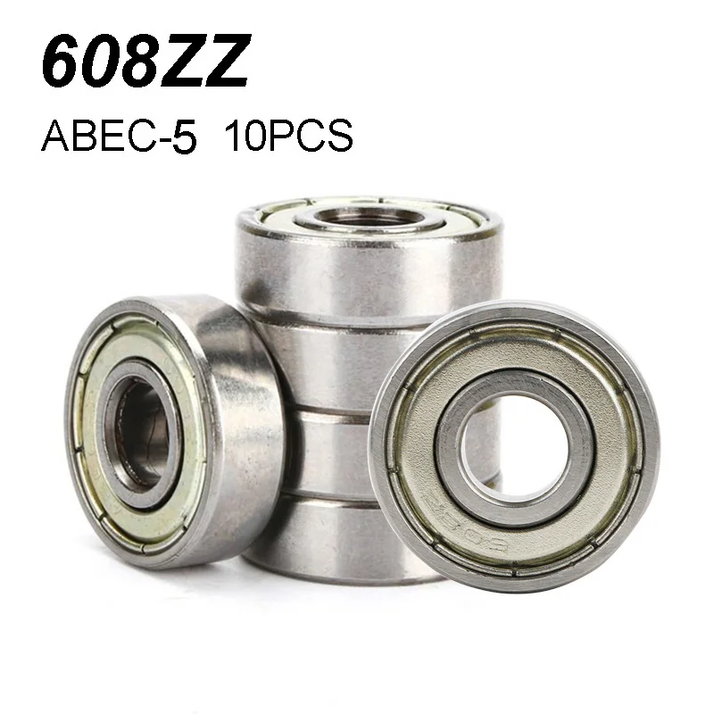 10Pcs 608 Bearing подшипники ABEC-5 Miniature 608ZZ Deep Groove Steel Sealed Ball Bearings 3D Printers Parts Pulley Wheel 베어링