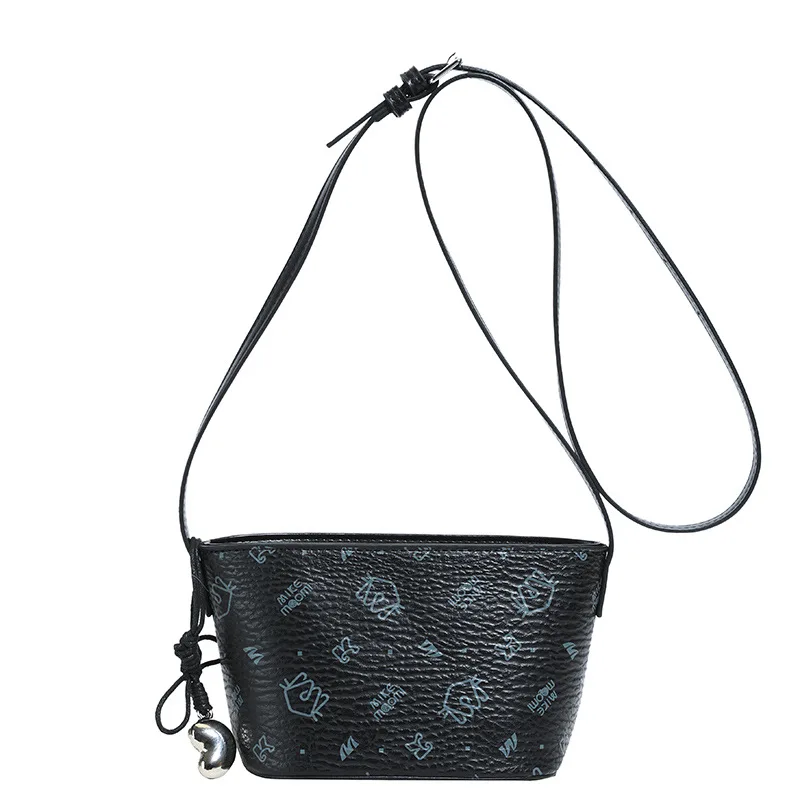 Luksusowa damska mini torebka typu bucket bag na rok 2025, torebka crossbody z geometrycznym wzorem, wielofunkcyjna mała torba z zamkiem błyskawicznym do pracy i podróży.