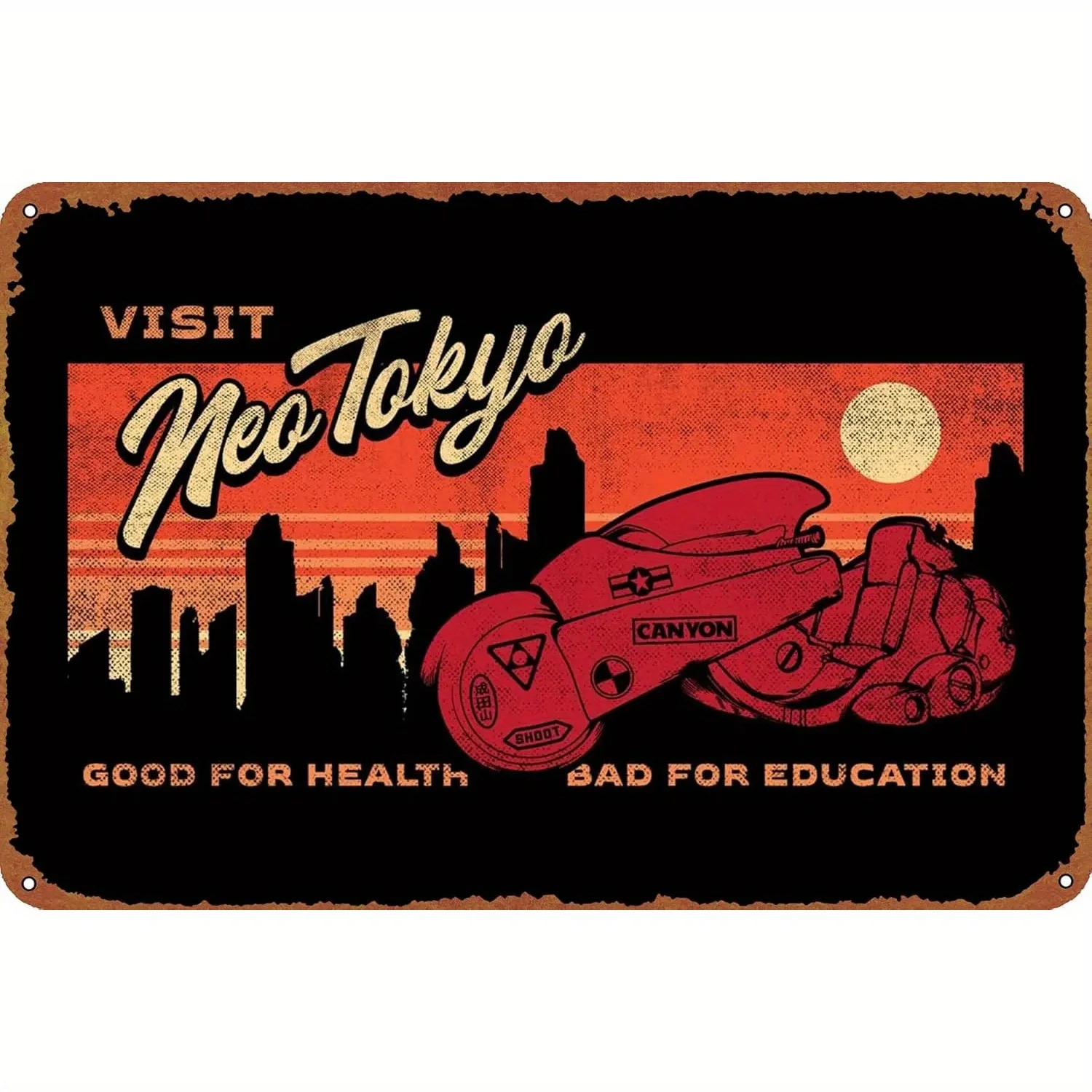 Neo Tokyo Akira Bicycle Game Vintage Tin Sign - Retro Metal Wall Art  Inch, Durable Iron Home Bar Office Decor, No Electricity N
