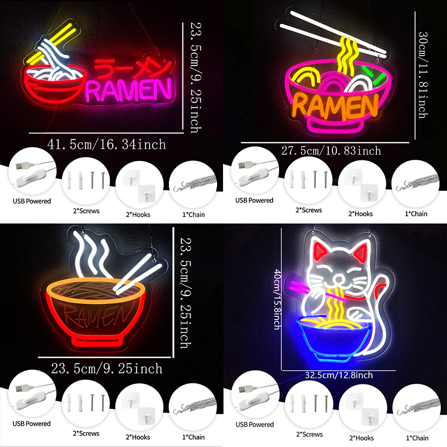 Noodles Series Neon Sign For Wall Decor,Light Up Sign For Noodle Restaurant,Kitchen,RAMEN Shop,Man Cave,Birthday Party Gifts