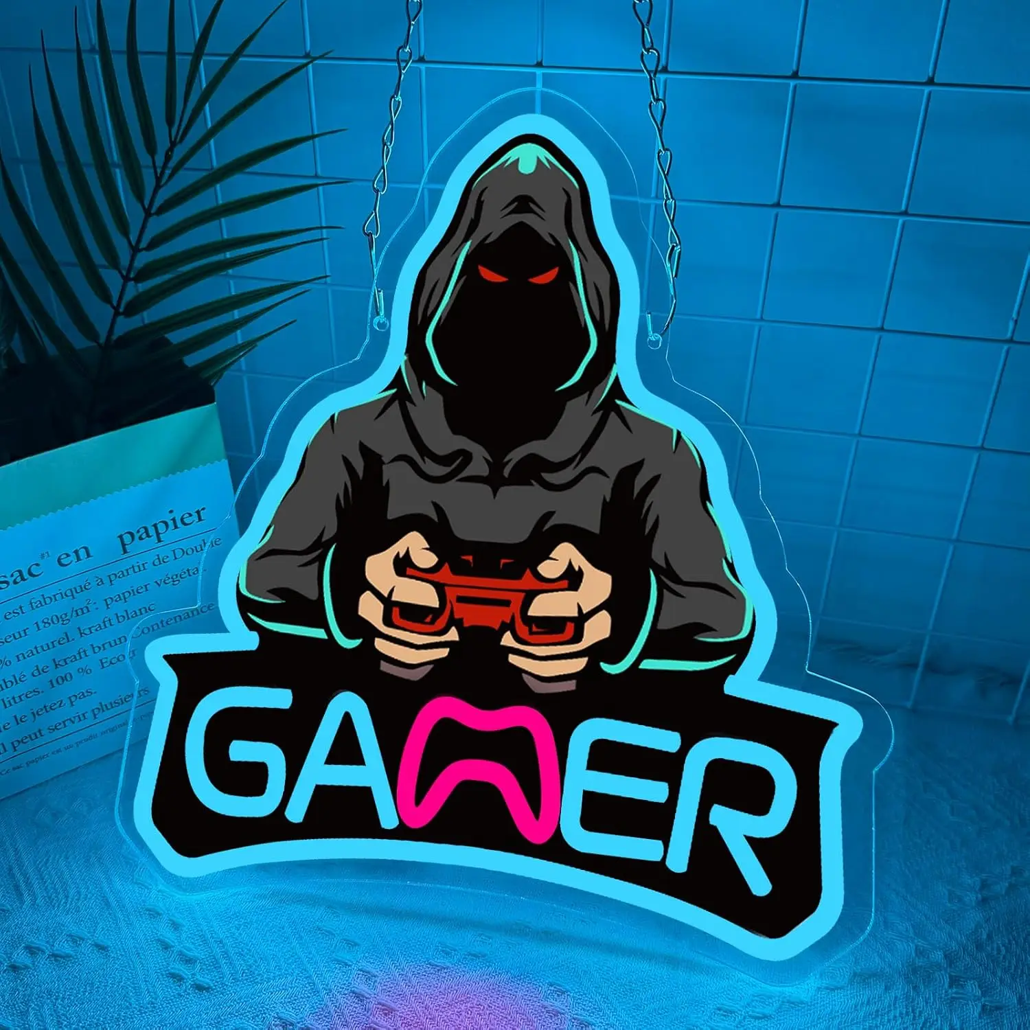 Neon Gamer Sign USB Powered Hacker Style LED Neon Light Party Bar Gaming Room Bedroom Decoration Birthday Gift Art Wall Lights
